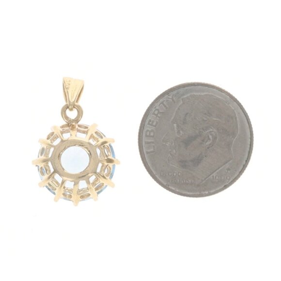 Yellow Gold Lab-Created Spinel Solitaire Pendant - 14k Round 6.30ct - Picture 3 of 4